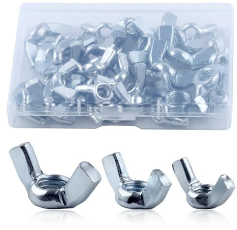 LEONTOOL 35PCS SAE Tailles Écrous à oreilles Assortiment Kit 1/4 « -20, 5/16 « -25, 3/8 « -16 Zinc Écrous Pièces Papillon Écrou à oreilles Torsion à la main Serrer Oreilles écrous à oreilles