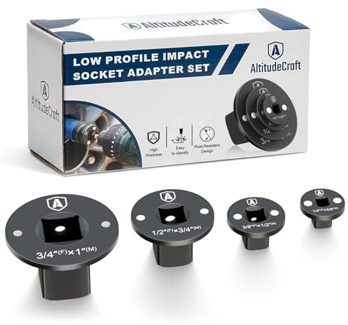 AltitudeCraft Low Profile Impact Socket Adapter Set, Drive Ratchet Adapter Set, Designed for Tight Spaces, 3/8 to 1/2, 1/4 to 3/8, 3/4 to 1, 1/2 to 3/4, 4PC
