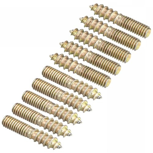 TOP-VIGOR 12Pcs Hanger Bolts, M4x20mm Double Headed Bolts Self Tapping Screw, Double Ended Dowel Screws, Screw Dowels Hanger, Threaded Lag Wood Screws and Machine Bolts for Wood Joint Furniture