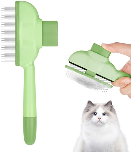 OFFCUP Peigne pour Chats, Peignes Autonettoyant pour Chats, Peigne de Toilettage Peigne D'Épilation pour Animaux de Compagnie avec Libération Bouton Enlever les Poils Morts