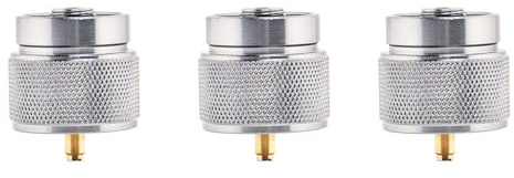 Tuesoa 3X Camping Stove Adapter 1LB Propane Small Tank Input and A Lindal Valve EN417 Output Cylinder LPG Canister Convert