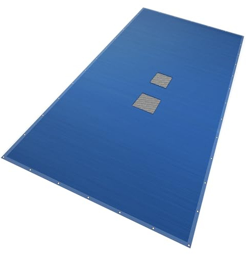 VOUNOT® Lona para Piscina Rectangular 12 x 6 m, Cubierta Protectora PE de 160 g/m² con Red Central de Drenaje, Funda de Piscinas Anti-UV con Ojales Cada 100 cm, Azul-Gris