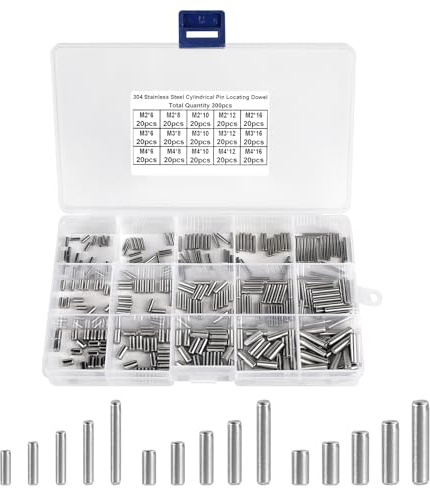 SUPAWAY Kit de 300 pasadores cilíndricos M2/M3/M4 acero inoxidable 304 Pasadores mecánicos Pasador de soporte para estanterías pasador de centrado con caja para montaje industrial estanterías, muebles