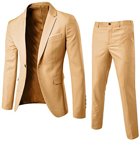 Generisch Traje de hombre Slim de 2 piezas, traje de negocios, boda, fiesta, chaqueta, chaleco y pantalón, abrigo
