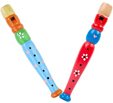 UPKOCH 2 Flauto di Legno Colorato per Giocattolo Musicale Educativo per Età Prescolare Strumento di Apprendimento Sonoro Sicuro e Divertente Colore Casuale Colore Casuale