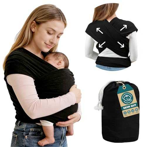 Fular Portabebé para recién nacidos, Pañuelo Porteo Ergonómico, Bufanda de transporte manos libres ligera, Porta Bebés de Tela Suave y Elástico, Fular Porteo Mochila multiusos apropiada hasta 15 kg