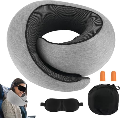 DAJASD nackkudde flygplan, resekudde minnesskum, praktisk ergonomisk, Neppy resekudde flygplan med ögonmask och öronproppar för kontor hotell resor