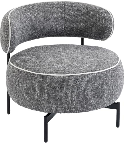 HOMCOM Butaca de Salón con Asiento Giratorio, Tapizado en Lino, Gris Oscuro | Sillón de Salón, Asiento Amplio, Acolchado Grueso, Patas de Metal, para Dormitorio, Lectura