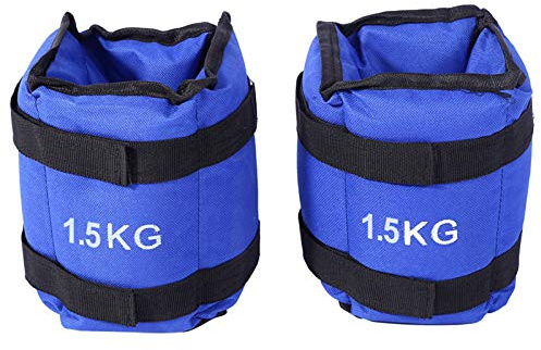 Wakects Fotvikt, 1 par 2 kg / 3 kg / 5 kg justerbara vikter, hållbar handledsvikt för träning, motion, promenader, jogging, gymnastik, aerobics, gym, blå (3 kg)