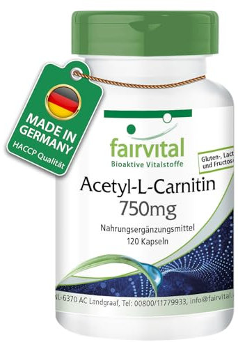 Fairvital | Acetyl-L-Carnitin hochdosiert - 750mg - HOCHDOSIERT - VEGAN - 120 Kapseln