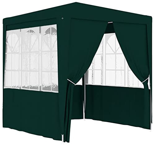 vidaXL Tente de Réception avec Parois Latérales Belvédère Tonnelle Pavillon Chapiteau Mariage Barbecue Voyage de Camping 2,5x2,5 m m Vert 90 g/m²