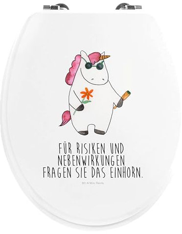 Mr. & Mrs. Panda Motiv WC Sitz Einhorn Woodstock - Geschenk, Einhorn Deko, Einhörner, Toilette, Klobrille, Unicorn, Toilettendeckel, Klodeckel,