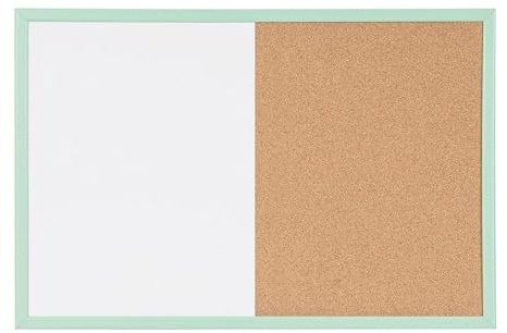 MasterVision Pastel Combo Bulletin and Dry Erase Board, 24 x 18, Green Frame, Decorative Magnetic Whiteboard and Cork Board, Wall Décor for Home, Office, Dorm, or Classroom