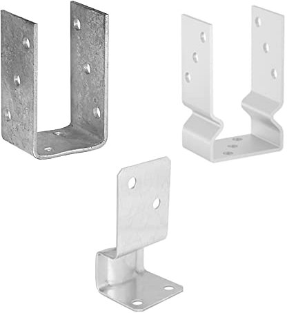 BRESKO Pfostenträger Aufschraubhülse Stützenfuß Bodenhülse Pfostenanker U-Form verzinkt (A: 91x60x120 mm)