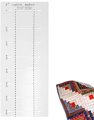 Log Cabin Quilt Template,Acrylic Log Cabin Trim Ruler - Quilting Ruler Hand Sewing Ruler Log Cabin Pattern Template Home Sewing Art Craft Kit for Stitching