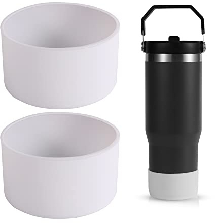 2pcs Botte de Protection en Silicone, Manchon de Botte en Silicone pour Bouteille d'Eau Compatible avec Stanley Quencher Adventure 40 oz et Stanley IceFlow 20 oz 30 oz (Blanc)