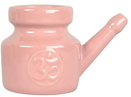 Evvmnaks 350 ml Ceramica Neti Vaso di pulizia del naso durevole Vasetto di Beccuccio anti-perdite per risciacquo nasale naso lavaggio , rosa