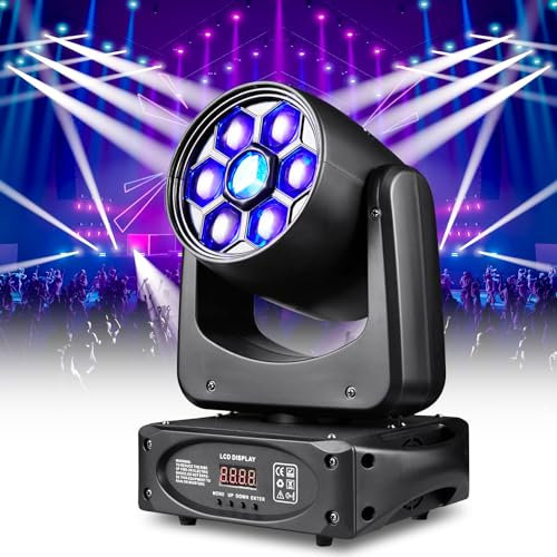 150W Moving Head DMX LED 6 Bee Eye RGBW LED mit Prisma Lichteffekt Bühnenbeleuchtung DJ Disco Licht mit 8 Gobos Strahl Scheinwerfer für Party Hochzeit Kirche Live Band Show Bar