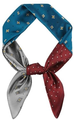 Sciarpa da uomo, sciarpa quadrata in seta satinata per uomo, sciarpa leggera per il collo, bandana, regali alla moda per uomo, formali, casual, per affari, Blu rosso, 70*70CM