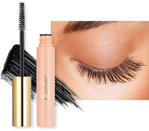 Oulac Mascara, Wimperntusche Wasserfest Schwarz, Schwarze Wimperntusche für Länge und Volumen, für Empfindliche Augen, Wischfest, Klumpenfest, Vegan Formel