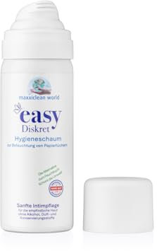 maxxiclean world - Easy Diskret Feuchttuchschaum - Intimpflege Schaum ohne Parfum & Alkohol - Vegan - Dermatologisch getestet - 50ml ca. 150 Anwendungen