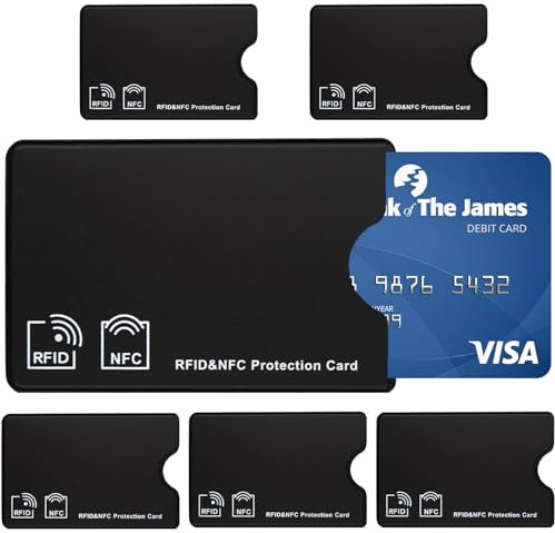 6pcs RFID Blocker Kartenhülle,NFC Schutzhülle Karte,Karten Schutzhülle,NFC Hülle,Schutz-Hülle RFID-Blocker Abgeschirmt aus PVC,für EC Karten Schutzhülle,Kreditkarte,Bankkarte,90*59 mm,Schwarz