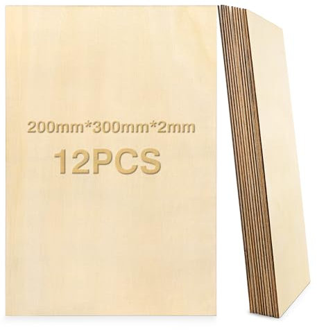 Zeawavsl 12 PièCes De Contreplaqué 300 X 200 X 2 Mm, Tilleul, Bois Naturel, Bois Artisanal, Planche De Bois Artisanal Non Traité, Pour ModéLisme, Bricolage, Artisanat, Peinture (20 * 30 * 0.2)