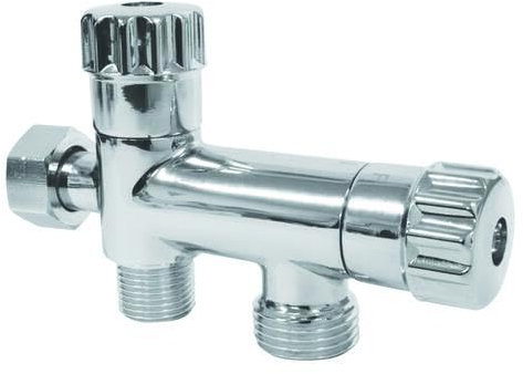 SOMATHERM FOR YOU, Robinet WC 3 voies anticalcaire avec tête céramique, entrée écrou-tournant F3/8, sortie M3/8 et M1/2, finition chromée, design moderne, 5 ans de garantie