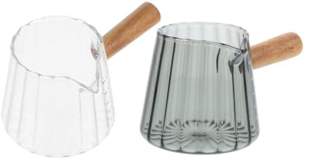 Tazza in Vetro con Manico in Legno 2 Pezzi per Caffè