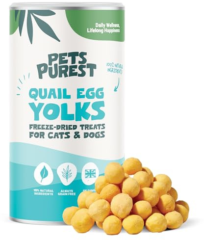 Pets Purest Freeze Dried Quail Eggs for Cats & Dogs. Natural Freeze Dried Cat Treats & Dog Treats. 100% Quail Eggs Yolk, Nothing Added - 100g