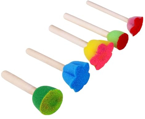 Pincel de esponja de pintura – Lote de 5 pinceles de espuma para pintura, esponjas reutilizables para niños, herramientas de dibujo artesanales de espuma de varios tamaños