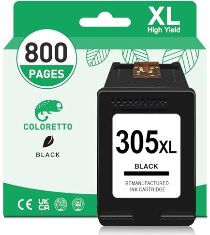 COLORETTO 305XL Cartouche pour HP 305 pour HP DeskJet 2821e 2800e 2820e 2823e 4230e 4220e 2810e 4222e 2822e 4200e 4210e Envy 6032e 6000 6400 6432e 6022e 6020e Cartouche Encre pour HP 305 XL HP305 Noir