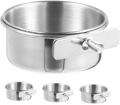 TOYZFRIENDY Lot De 4 Bols à Oiseaux en Acier Inoxydable Anti-mâchouillage, Gamelles Amovibles 10 Cm pour Cage, Alimentation Et Abreuvoirs Adaptés Aux Perroquets Et Petits Oiseaux en Intérieur