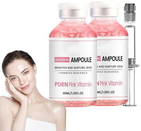 Pink Glow - Ampolla de vitamina, colágeno y péptido para la cara, suero facial rejuvenecedor y radiante para la regeneración de la piel, esencia reafirmante antiedad para reducir las arrugas (2
