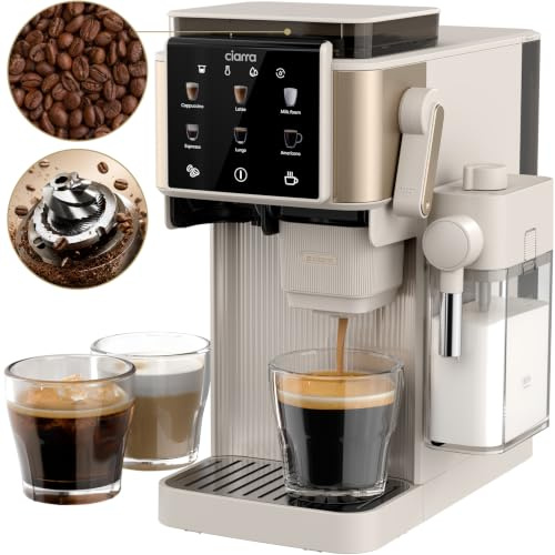 CIARRA CBSACM-D6 Cafetera Espresso con Molinillo y Espumador 15 Bares