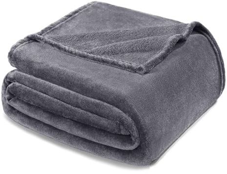 Exclusivo Mezcla fleecefilt king size för säng, supermjuk och varm, användning för alla årstider, mysig, plysch, lätt, 230 x 265 cm, mörkgrå