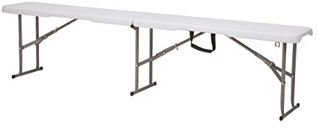 chiner Banco Plegable Multiuso 183 cm, Polipropileno de Alta Densidad y Acero, Patas Plegables, asa integrada, Interior y Exterior