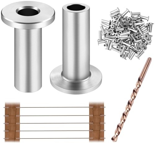 CKE 80 Pack T316 Stainless Steel Protector Sleeves for 1/8 Wire Rope Cable Railing, Marine Grade Protective Sleeves Deck Cable Railing Kit for Wood Posts DIY Balustrade, CR01