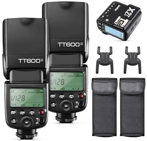 Godox 2-Pack TT600 Flash con X2T-C HSS 2.4G Inalámbrico Maestro/Slaver Flash Speedlite & Receptor Godox X2T-C Transmisor de Disparo Remoto Kit Built-in X System Compatible para Cámaras Canon
