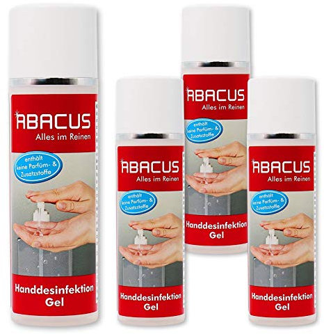 ABACUS® Handdesinfektion Gel, Desinfektionsgel, Handdesinfektion, Desinfektion, Desinfektiongel, Gel in Spenderflasche, Schnelldesinfektion – Handdesinfektion Gel 4x 50 ml (sku-7545)