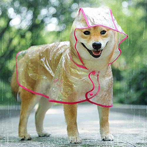 KoKoBin Vattentät hundkappa för små hundar och katter med huva, justerbar, PVC, transparent och ultralätt