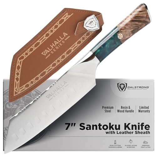 Dalstrong Santoku Knife - 7 inch - Valhalla Series - 9CR18MOV High Carbon Steel - Vegetable Knife - Celestial Resin & Wood Handle - Asian Cooking Knife - Premium Kitchen Knife Gift- w/Leather Sheath
