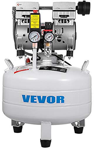 VEVOR Compresor de Aire Libre de Aceite 30L, Compresor Silencioso de Aire Comprimido 850 with 1.1 HP Compresor Vertical 165 L/min Herramienta de Taller para Reparaciones Domiciliarias, Inflamación de