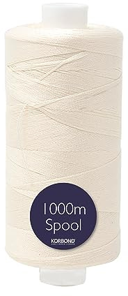 Korbond 1000m Polyester Sewing Thread - Hand and Machine Sewing Thread (Cream)