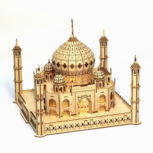 Cuteefun 3D Holz Puzzle, Modell Taj Mahal, Holzarchitektur Modellbausätze zum Bauen, DIY Montage Holzpuzzle Kunsthandwerk, Bastelset, Geburtstags Geschenk aus Holz fur Erwachsene und Jugendliche