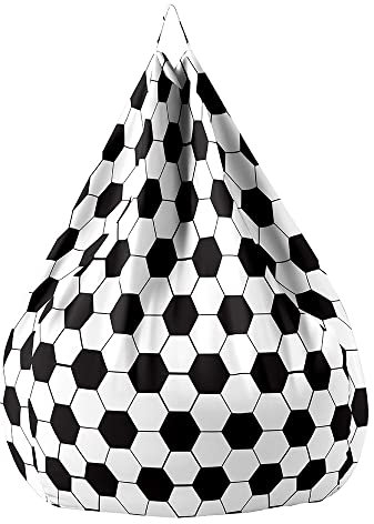 Highdi NO Filler Beanbag,Soft Toy Storage Bean Bag Chair Cover Kids Adults,Stuffed Storage Bean Bag,Lazy Sofa Beanbag Stuffed for Indoor Outdoor 3D Soccer (Football,L:90x110cm)