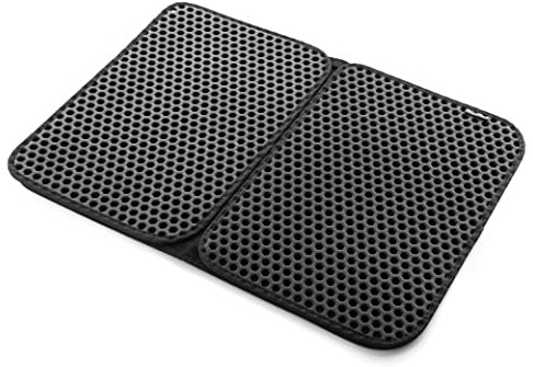 InnovaGoods - Alfombra Arenero Gatos Clikatt, Esterilla Plegable, Impermeable, Textura Suave, Facilita Limpieza, Capa Doble Panal de Abeja, Negro, 1 Unidad, EVA