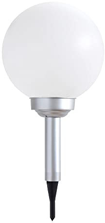 etc-shop Solarlampen für Außen Kugel Gartenleuchten Erdspieß Kugelleuchte Solar LED Solarkugel für den Garten, weiß Silber, LED warmweiß, Durchmesser:15 cm