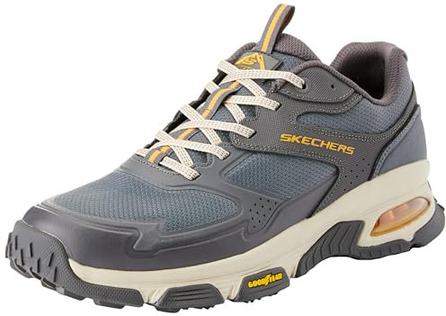 Skechers Herren Trekking Shoes, Anthrazitfarbenes Leder, Synthetik-Textilbesatz, 45 EU