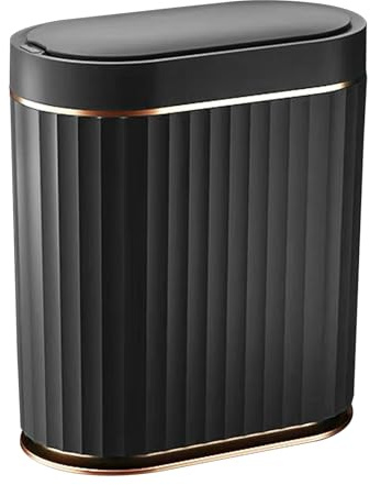 ELPHECO Black Bathroom Trash Can with Lid 2 Gallon Sensor Trash Bin, Automatic Narrow Garbage Can, Waterproof Smart Trash Can, Slim Motion Sensor Waste Bins for Bathroom, Living Room, Office